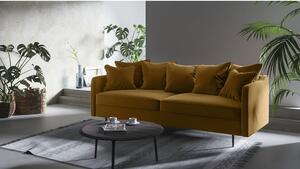 Canapea cu tapițerie din catifea Ghado Esme, 214 cm, galben închis - miere