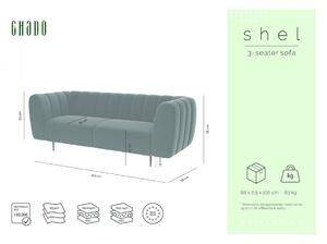Canapea cu tapițerie din catifea Ghado Shel, 210 cm, verde închis