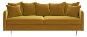 Canapea cu tapițerie din catifea Ghado Esme, 214 cm, galben închis - miere