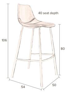 Set 2 scaune bar Dutchbone Franky, înălțime 106 cm, negru