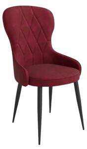Scaun bucatarie visiniu/negru K366, stofa catifelata/metal, 52x58x92 c