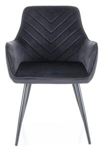 Scaun FIG, negru, stofa catifelata/metal, 57x47x85 cm