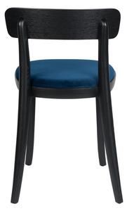 Set 2 scaune cu șezut albastru Dutchbone Brandon, negru