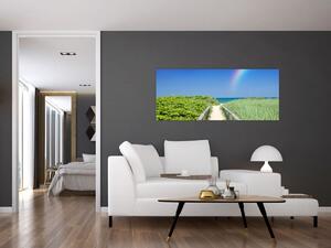 Tablou - Peisaj și curcubeu (120x50 cm)