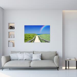 Tablou - Peisaj și curcubeu (90x60 cm)