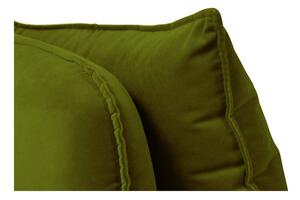 Colțar cu tapițerie din catifea Kooko Home Lento, colț pe stânga, verde