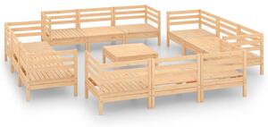 Set mobilier de grădină, 13 piese, lemn masiv de pin