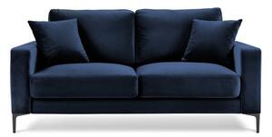 Canapea cu tapițerie din catifea Kooko Home Harmony, 158 cm, albastru marin