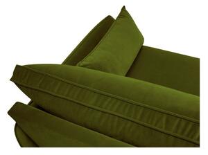 Canapea cu tapițerie din catifea Kooko Home Lento, 158 cm, verde