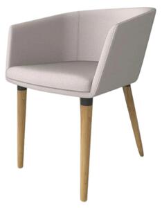 Scaun tapitat living K266, bej/stejar, stofa clasica/lemn, 56X56X72 CM