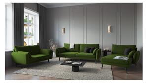 Canapea cu tapițerie din catifea Kooko Home Lento, 158 cm, verde