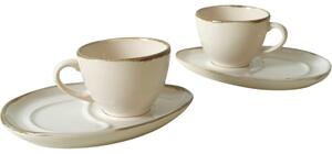 Set de 2 cești din ceramică cu farfurioare RusticCream 215 ml