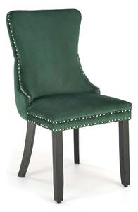 Scaun ALDA, verde inchis/negru, stofa catifelata/lemn, 50x62x95 cm