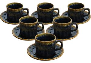 Set de 6 cești din ceramică cu farfurioareElementa 185 ml, albastru închis