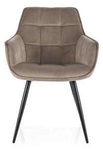 Scaun LILIA, bej inchis/negru, stofa catifelata/metal, 59x45x90 cm