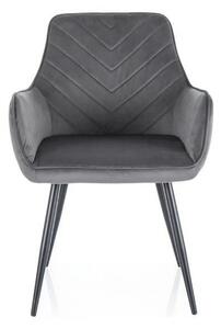 Scaun FIG, gri/negru, stofa catifelata/metal, 57x47x85 cm