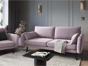 Canapea cu tapițerie din catifea Kooko Home Lento, 198 cm, roz deschis