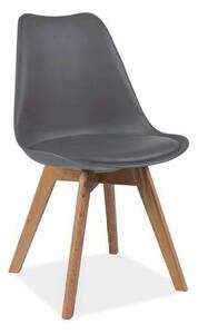 Scaun KRIS, gri/stejar, piele ecologica/lemn, 49x43x83 cm