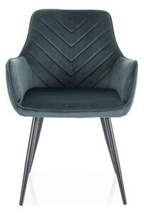 Scaun FIG, verde/negru, stofa catifelata/metal, 57x47x85 cm