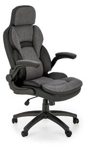 Scaun birou VALERIO, negru/gri, piele ecologica/panza, 67x69x120/128 c