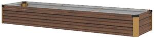 Outsunny Pat de Grădină Ridicat 405L, Jardiniere de Exterior din Oțel Galvanizat cu Bază Deschisă, pentru Plante, Flori și Legume, 240x60x30 cm, Imitație Lemn Închis | Aosom Romania