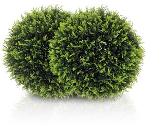 HOMCOM Set de 2 Plante Artificiale Sferice de Cedru, Plante Fictive Anti-UV, Ø45 cm, Verde | Aosom Romania