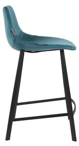 Set 2 scaune bar cu tapițerie catifelată Dutchbone, înălțime 91 cm, albastru petrol