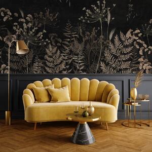 Tapet Model botanic întunecat cu flori și frunze, Fototapet Natură, Fototapet Frunze, w05092 : Uwalls.ro
