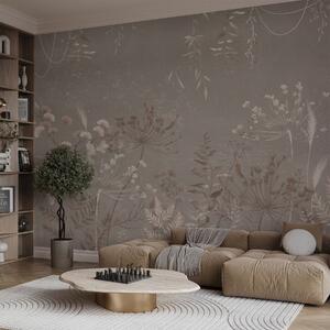 Tapet Model botanic ușor, cu flori și frunze, Fototapet Natură, Fototapet Frunze, w05092v1 : Uwalls.ro