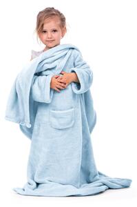Pătură cu mâneci pentru copii DecoKing Lazykids, albastru deschis