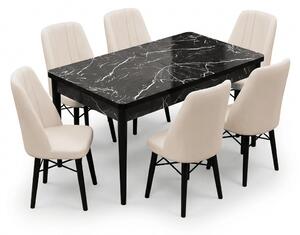 Babyface Madrid Set Masa Extensibila 80 x 130-170 cm si Scaune 6 bucati Crem