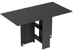 HOMCOM Masă Pliantă din Lemn cu Roți, pentru 4-6 Persoane, 75x140x75 cm, Negru | Aosom Romania