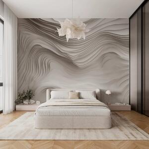 Tapet imitație de reliefuri voluminoase în trepte, în tonuri de bej, Fototapet Abstract, w05061v1 : Uwalls.ro