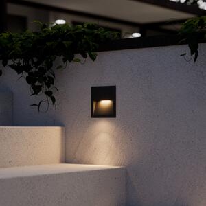 Lucande LED lampă de perete încastrată Loya, 11.5x11.5 cm, gri, IP54, Negru, Aluminiu, Modern, Luminile încastrate unghiulare
