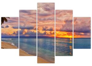 Tablou - Apus de soare la plajâ (150x105 cm)