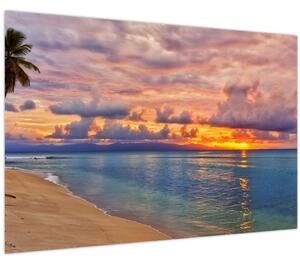 Tablou - Apus de soare la plajâ (90x60 cm)