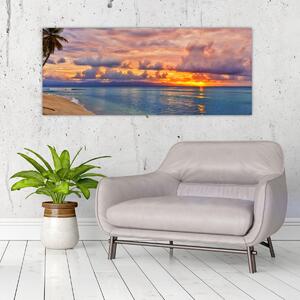 Tablou - Apus de soare la plajâ (120x50 cm)