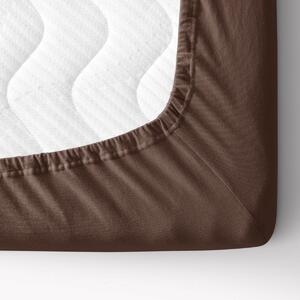 Goldea cearceaf de pat jersey cu elastic - maro închis 90 x 200 cm