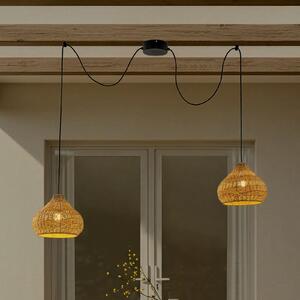 Lucande lampă suspendată de exterior Taniola, 2 becuri, bej, rattan, IP44