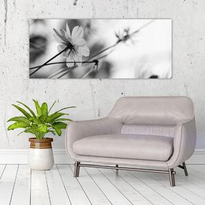 Tablou - Flori alb-negru (120x50 cm)
