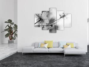 Tablou - Flori alb-negru (150x105 cm)