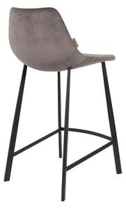 Set 2 scaune bar cu tapițerie catifelată Dutchbone, înălțime 91 cm, gri