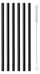 Set 6 paie din sticlă Vialli Design, lungime 20 cm, negru