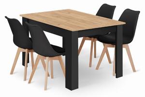 Set de luat masa negru 1 + 4, masa MADO ARTISAN 120x80 + scaune BALI MARK negre