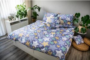 Lenjerie de pat din bumbac Cotton House Stars, 140 x 200 cm, violet