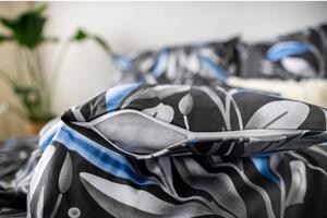 Lenjerie de pat din bumbac satinat Cotton House Blanche, 140 x 200 cm, negru - albastru