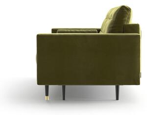 Canapea extensibilă din catifea Daniel Hechter Home Aldo, verde măsliniu