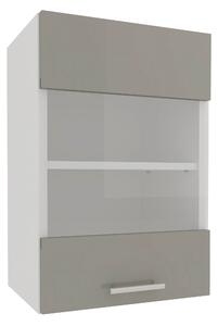 Corp haaus Karo, O Usa, cu sticla, Gri Lucios/Alb, MDF, 40 x 30 x 60 cm