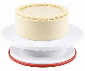 Platou decorativ rotativ Pufo Cake pentru prezentare si decorare tort, 27 cm, alb
