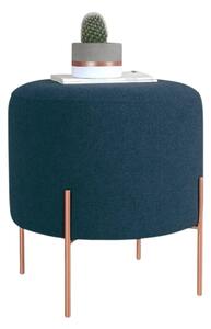 Taburet COPPER 50, albastru inchis/cupru, material textil/otel, 40x40x